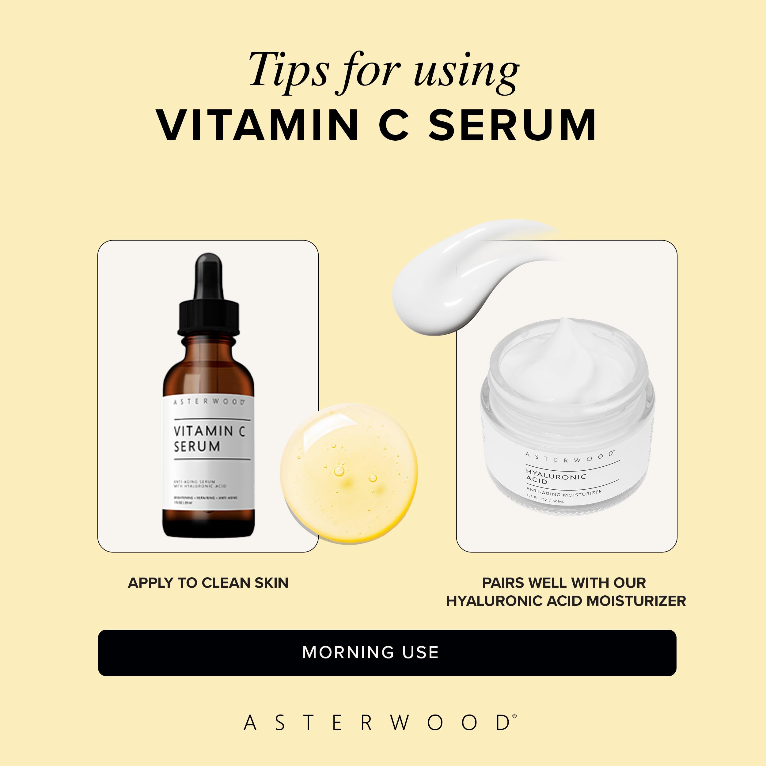 Compact packaging of Asterwood Vitamin C Serum protecting from light