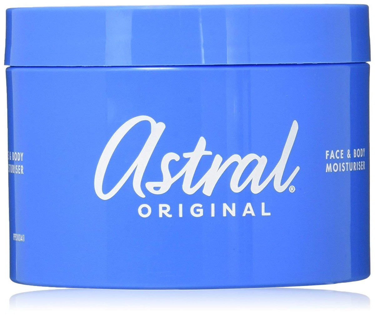 Astral All Over Moisturiser Cream bottle front showing rich hydration for skin nourishment