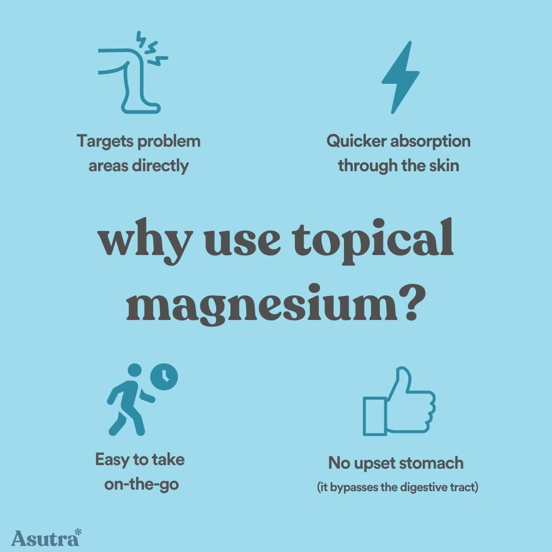 ASUTRA magnesium spray mist on skin with quick non-greasy feel