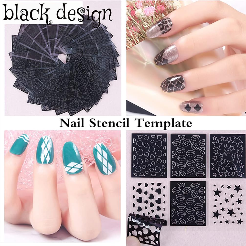 ASVNRES flower designs stencil set for vibrant salon‑inspired nails