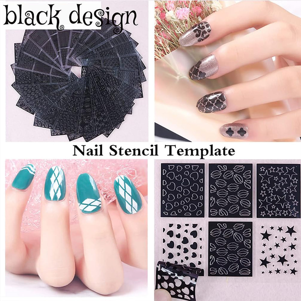 ASVNRES flower designs stencil set for vibrant salon‑inspired nails