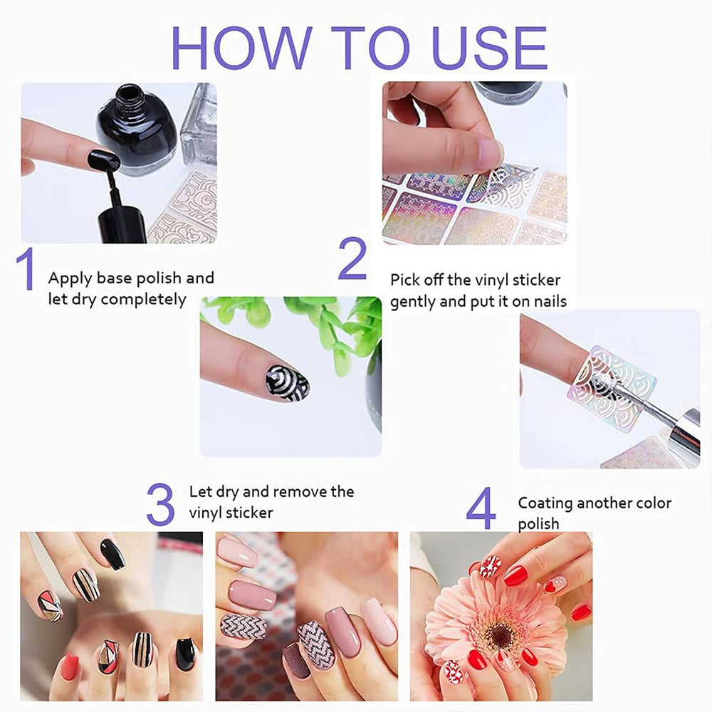 ASVNRES French art stencils for clean, chic nail tips and accents