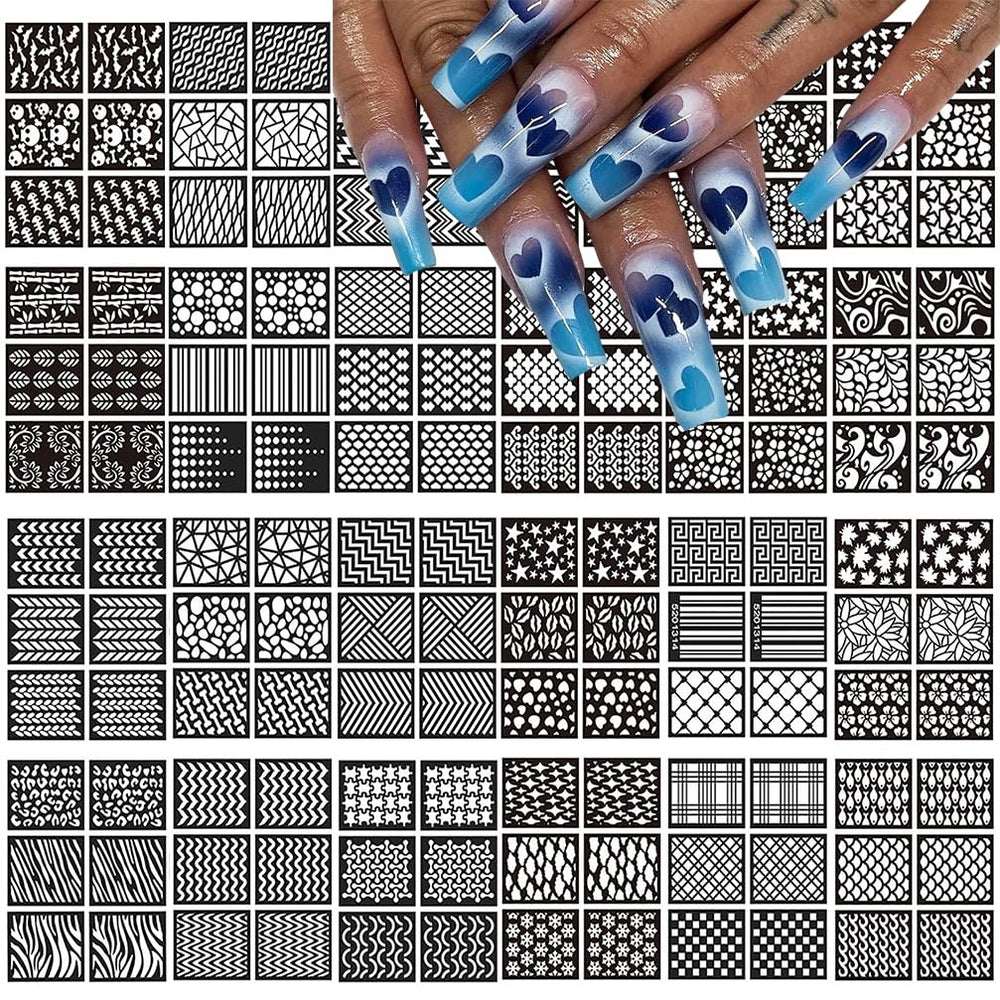 ASVNRES airbrush nail stencils with heart and butterfly for quick DIY nail art