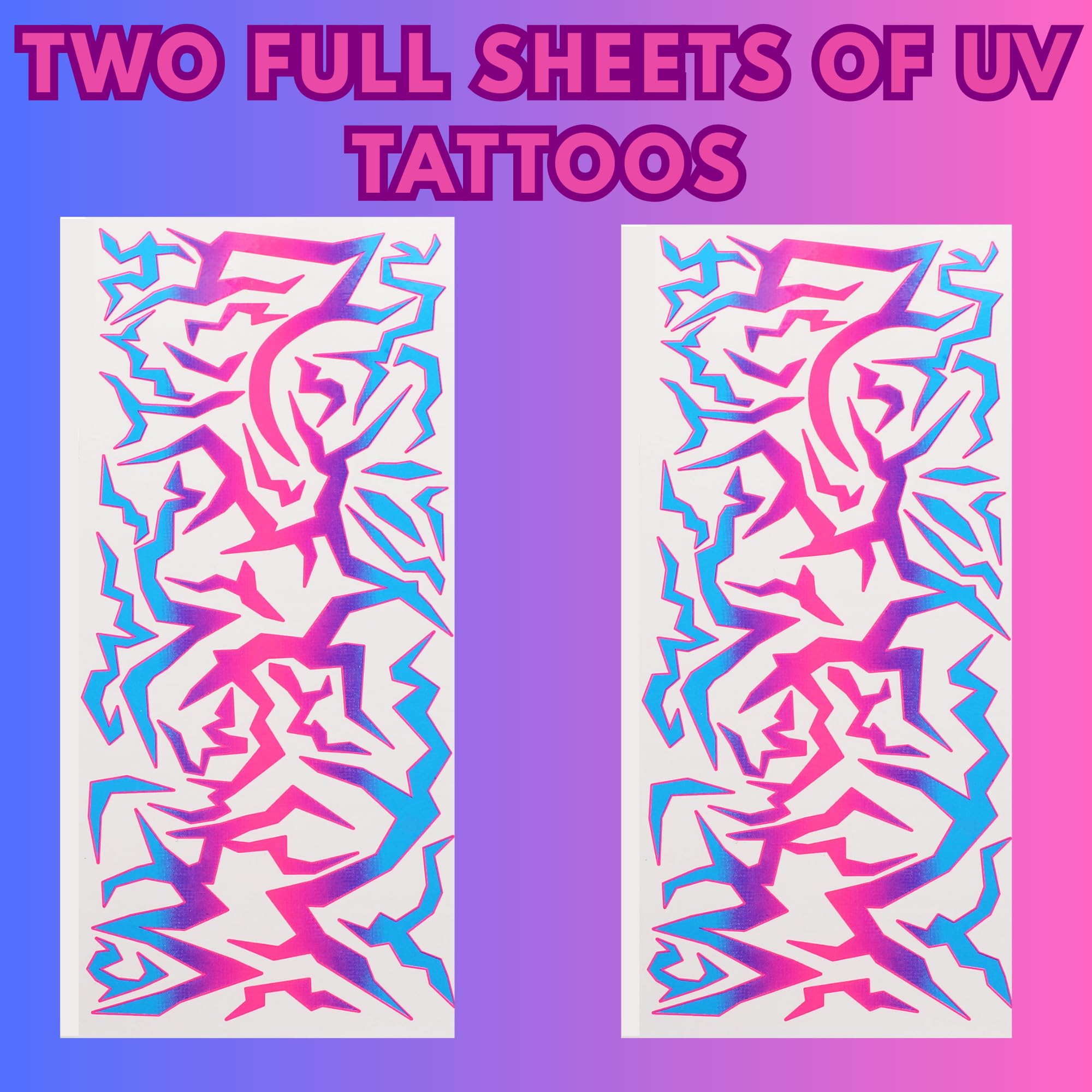 ASVP Shop UV Shine neon glow tattoos for chest and shoulders offer striking night-time visibility