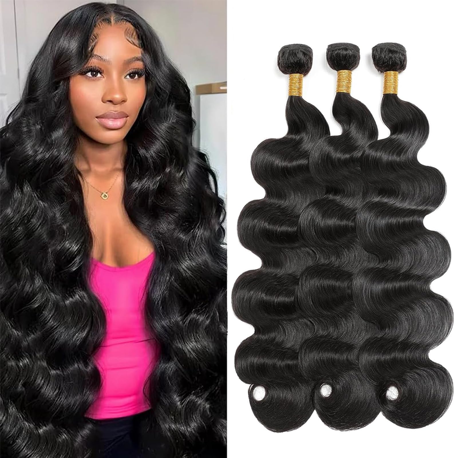 Asxdovig Brazilian body wave bundles 16-inch for seamless natural blend and styling ease