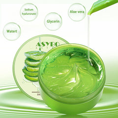 Close-up of ASYBO aloe gel texture showing lightweight, fast-absorbing formula.
