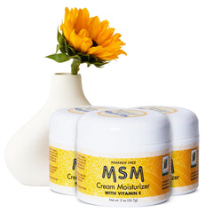 At Last Naturals MSM Cream 3-pack bottles for all-day hydration and balanced skin