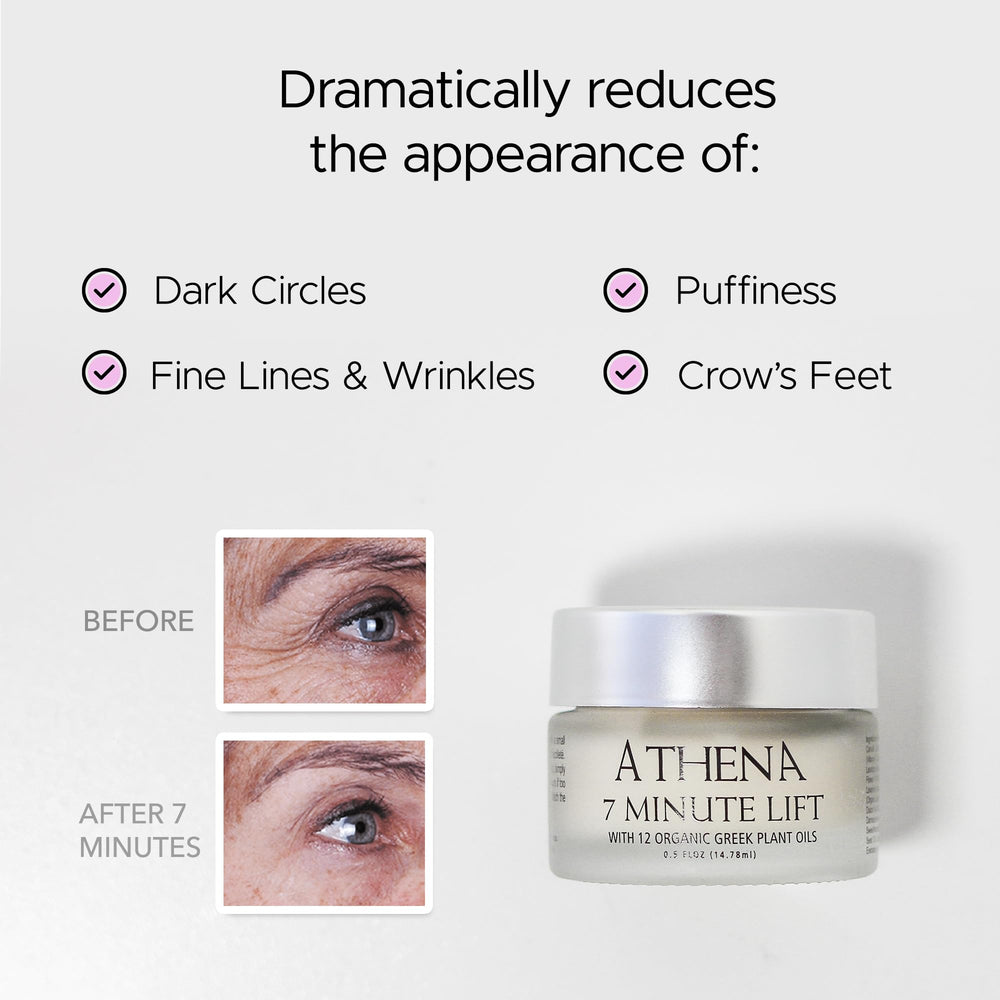 Athena 7 Minute Lift crow-feet area close-up shows potential line reduction.