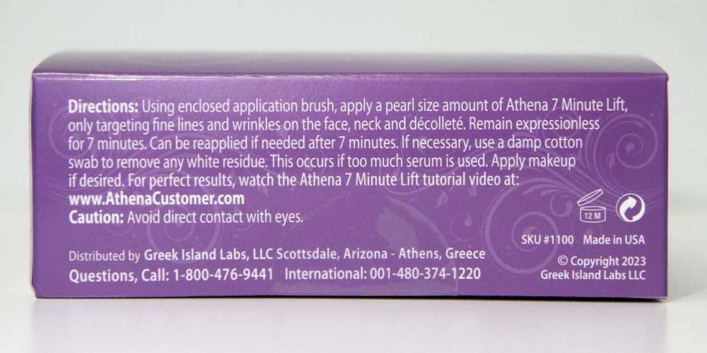 Athena 7 Minute Lift cruelty-free gluten-free label communicates ethical skincare.