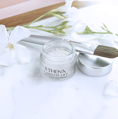 Athena 7 Minute Lift eye-area application demonstrates targeted wrinkle reduction potential.