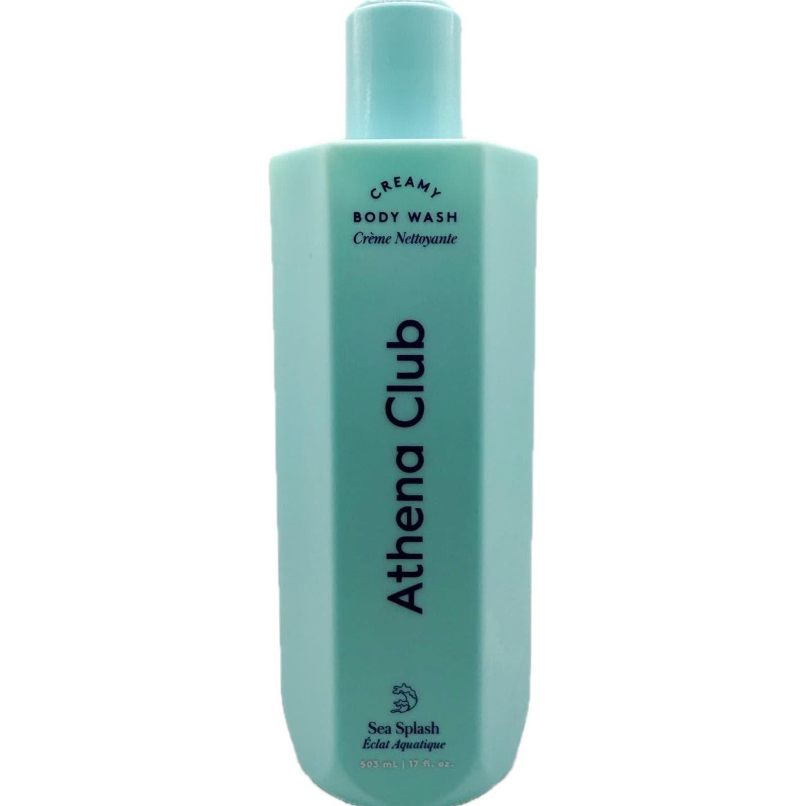 Athena Club Sea Splash bottle label highlights a gentle, skin-friendly cleanser