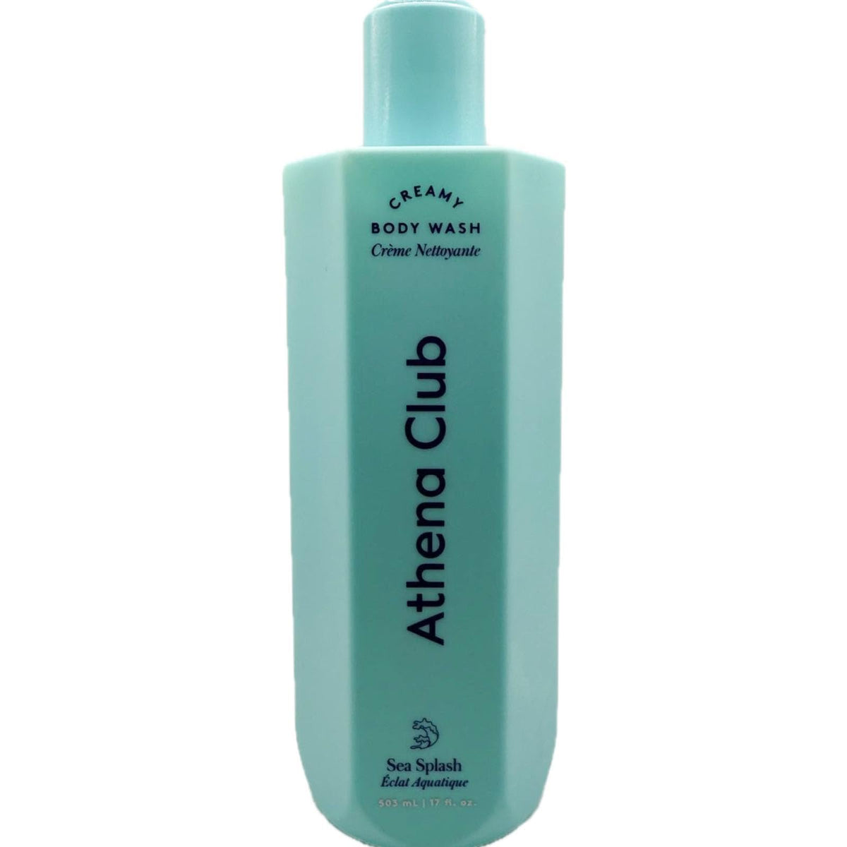 Athena Club Sea Splash bottle label highlights a gentle, skin-friendly cleanser