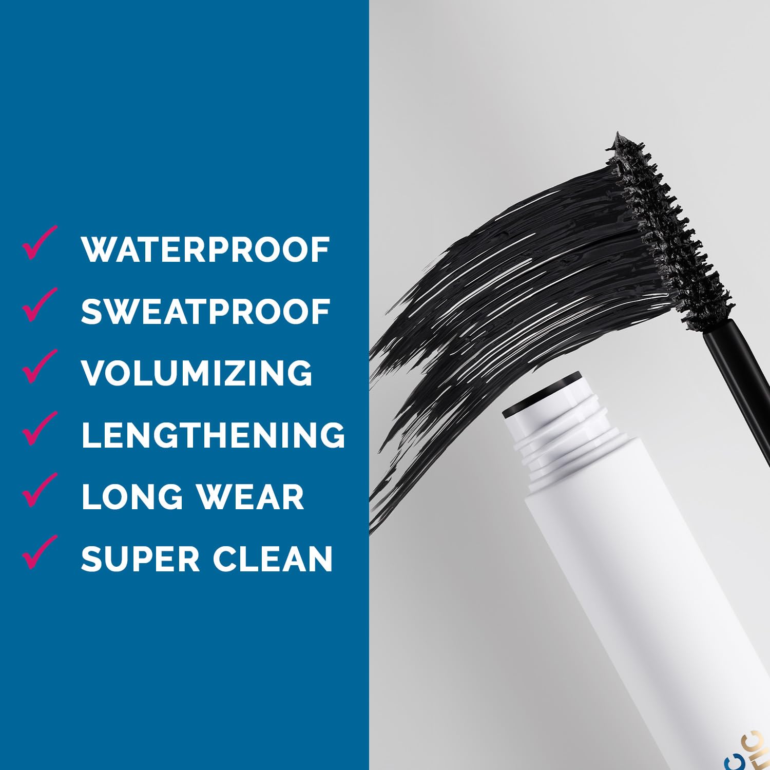 ATHLETIC COSMETIC The G.O.A.T. mascara water-resistant swatch demonstrates sweat resistance.