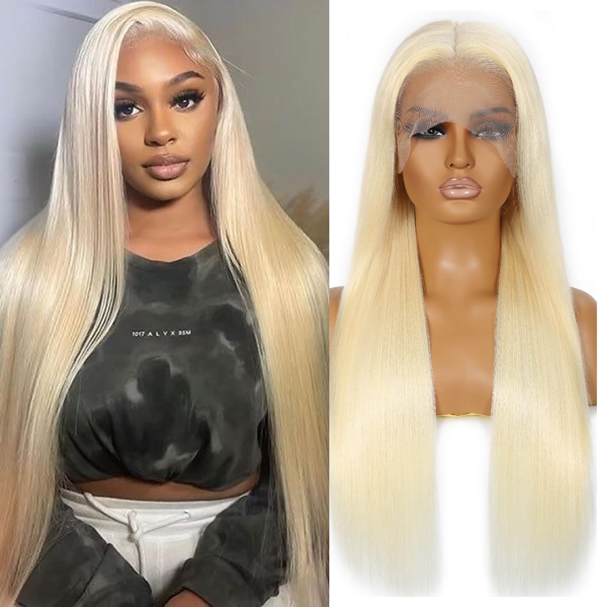 Atilck blonde 200 density wig offers fullness and movement.