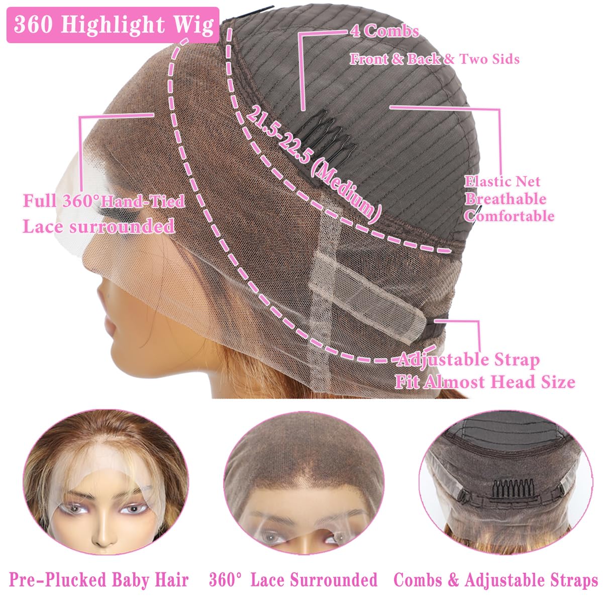 Atilck ombre lace front wig with pre-plucked knots for a natural part.