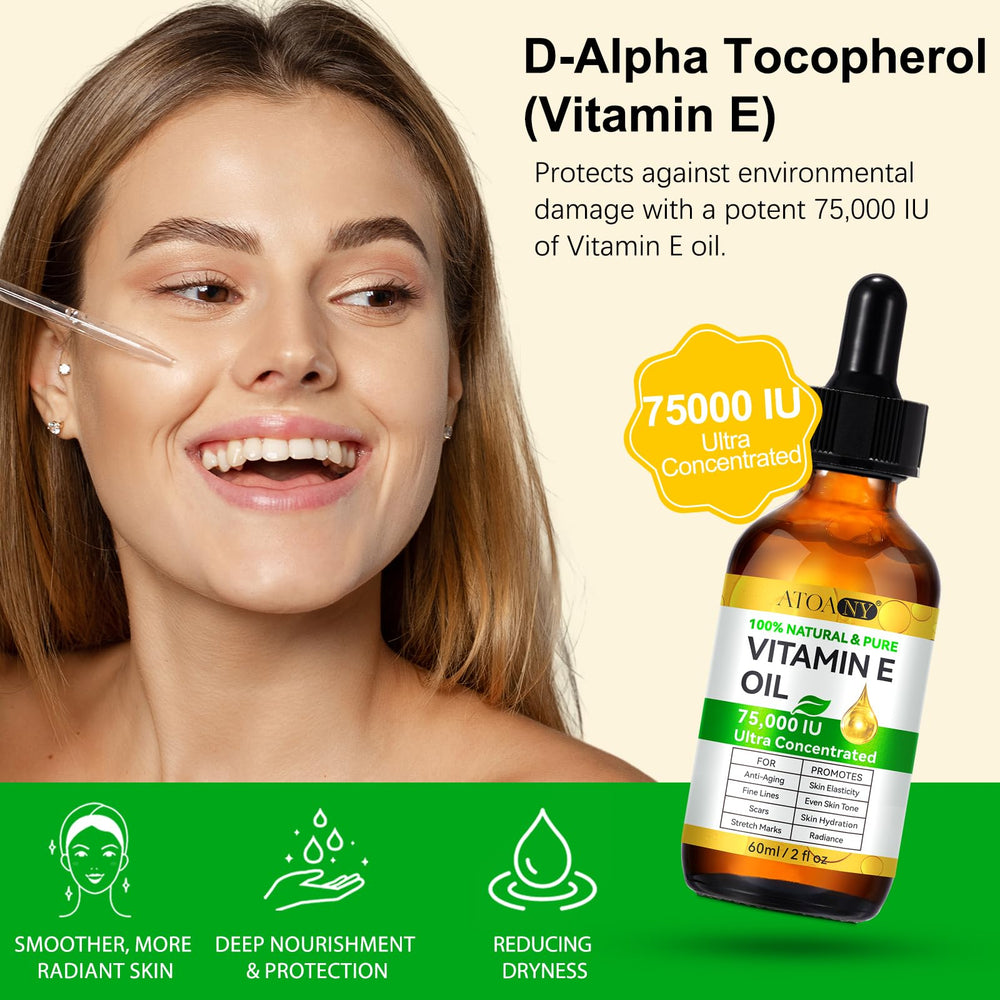 ATOANY Vitamin E Oil on the body delivers long-lasting moisture.