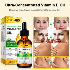 ATOANY Vitamin E Oil on hair ends to tame frizz and add shine.