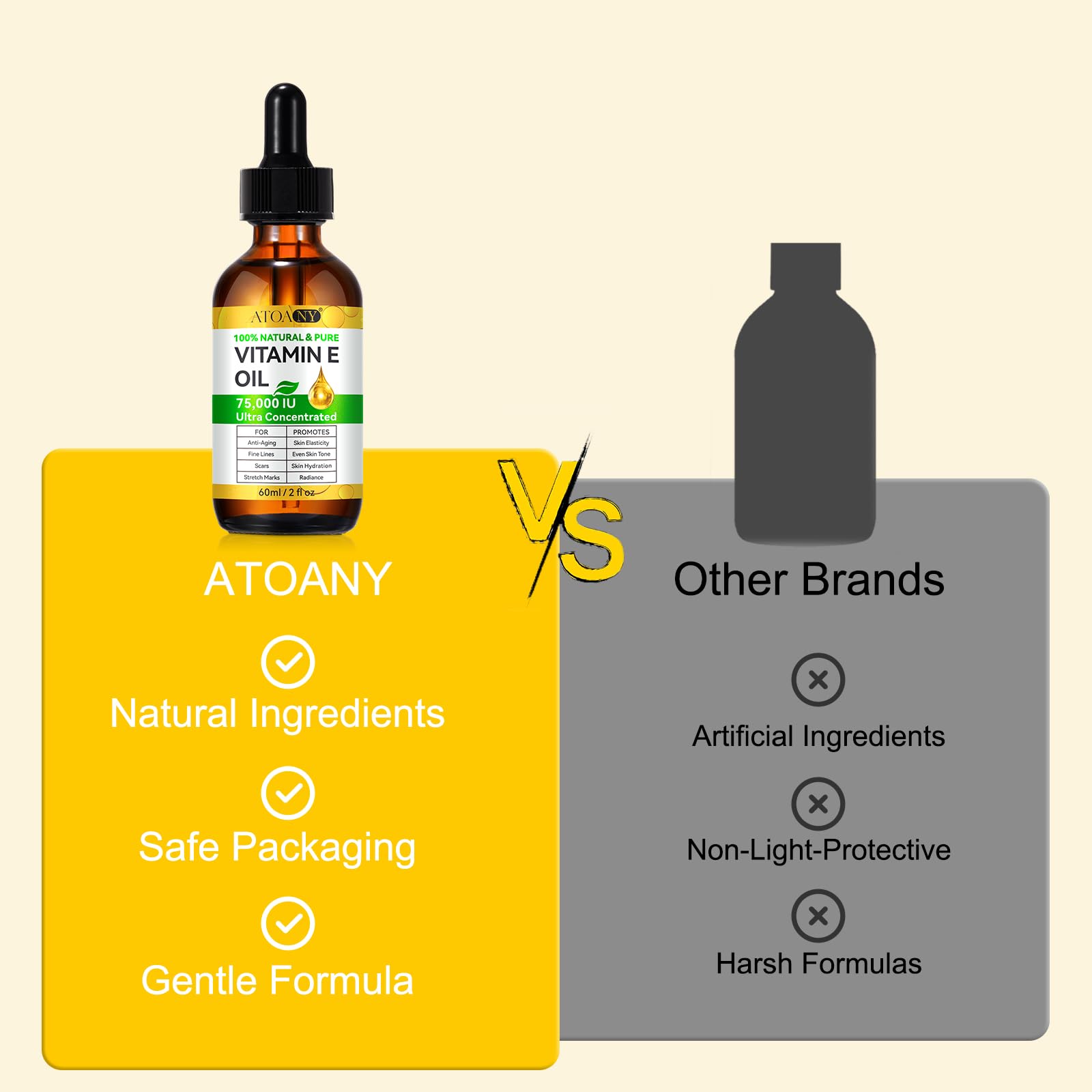 Ethical packaging: ATOANY Vitamin E Oil is vegan and cruelty-free.
