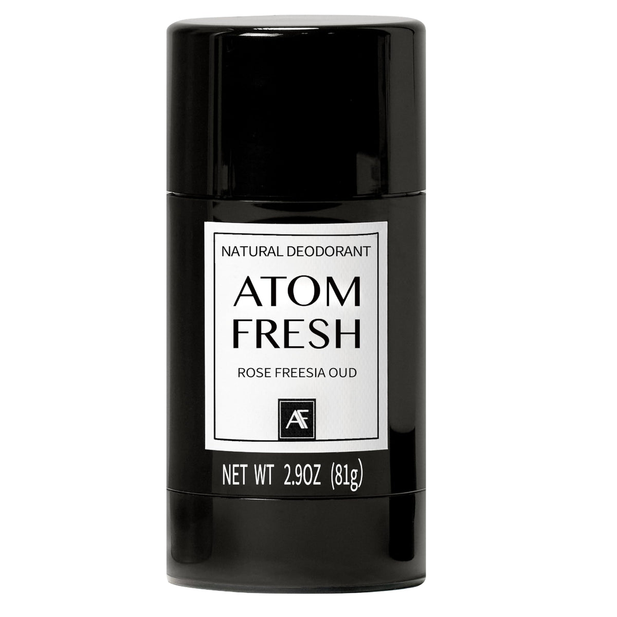 Atom Fresh Laboratory rose freesia oud bottle highlights 72-hour odor defense for active days