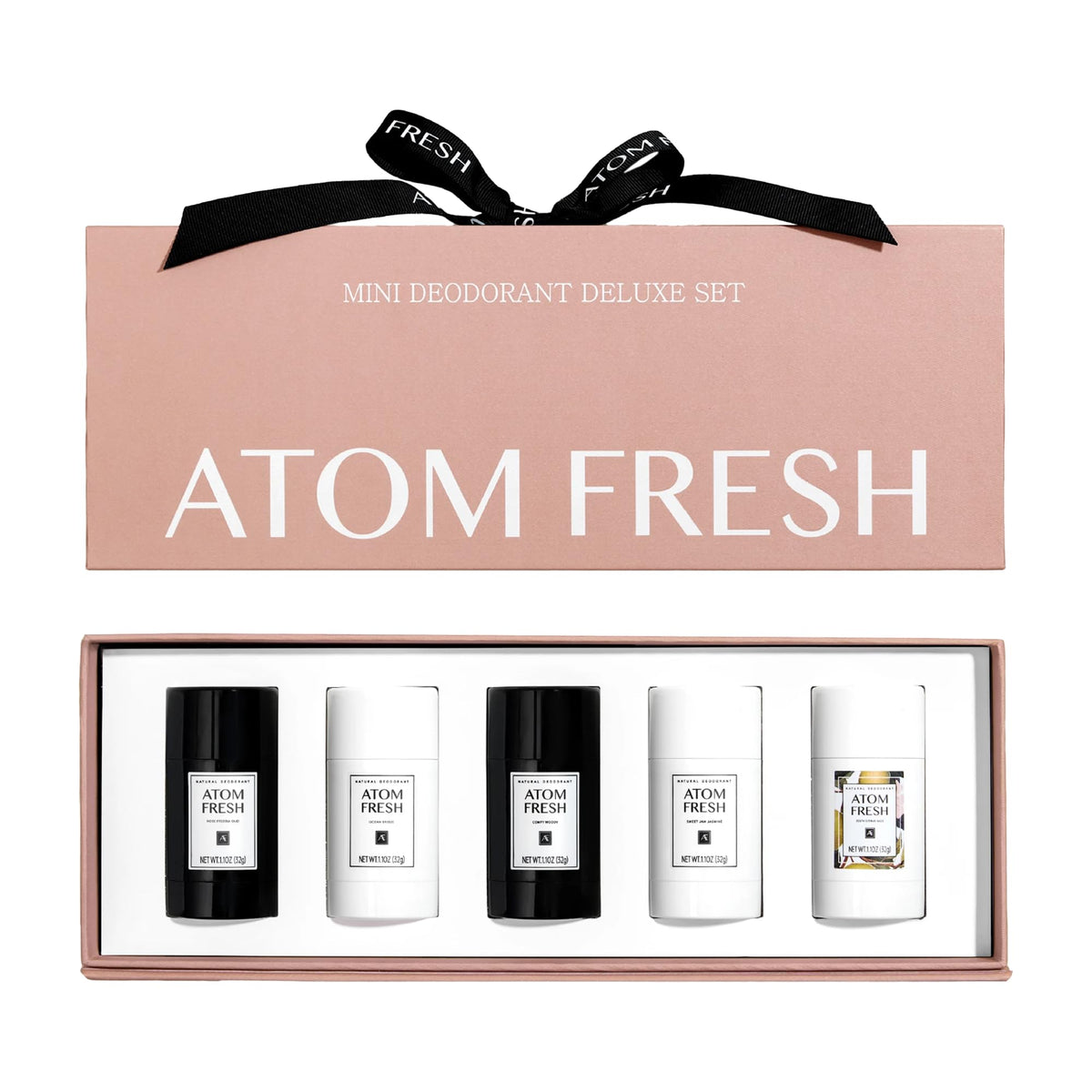 Atom Fresh Laboratory mini deodorant packaging showing travel-friendly design for on-the-go freshness