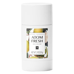 Atom Fresh Laboratory natural deodorant bottle cap shows easy, mess-free application and long-lasting odor control.