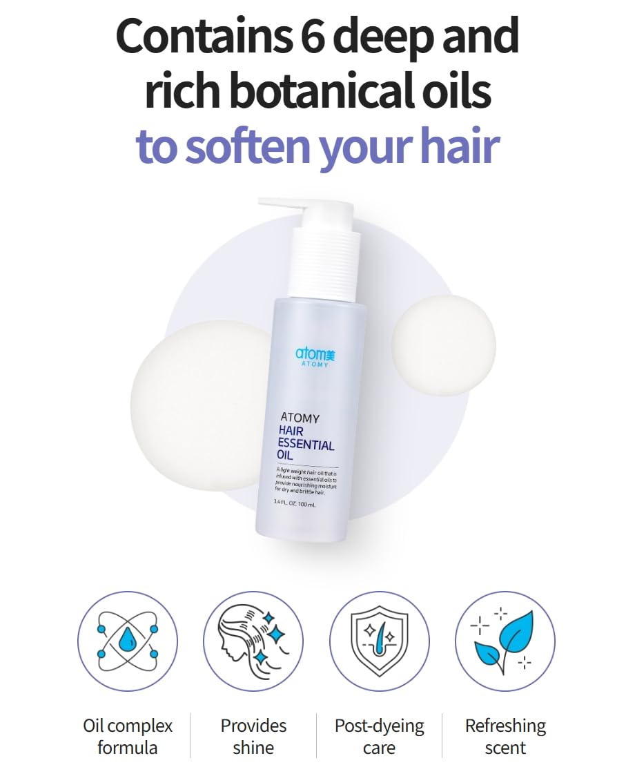 A.t.o.m.y Hair Essential Oil on mid-lengths promotes silky smoothness and glow.
