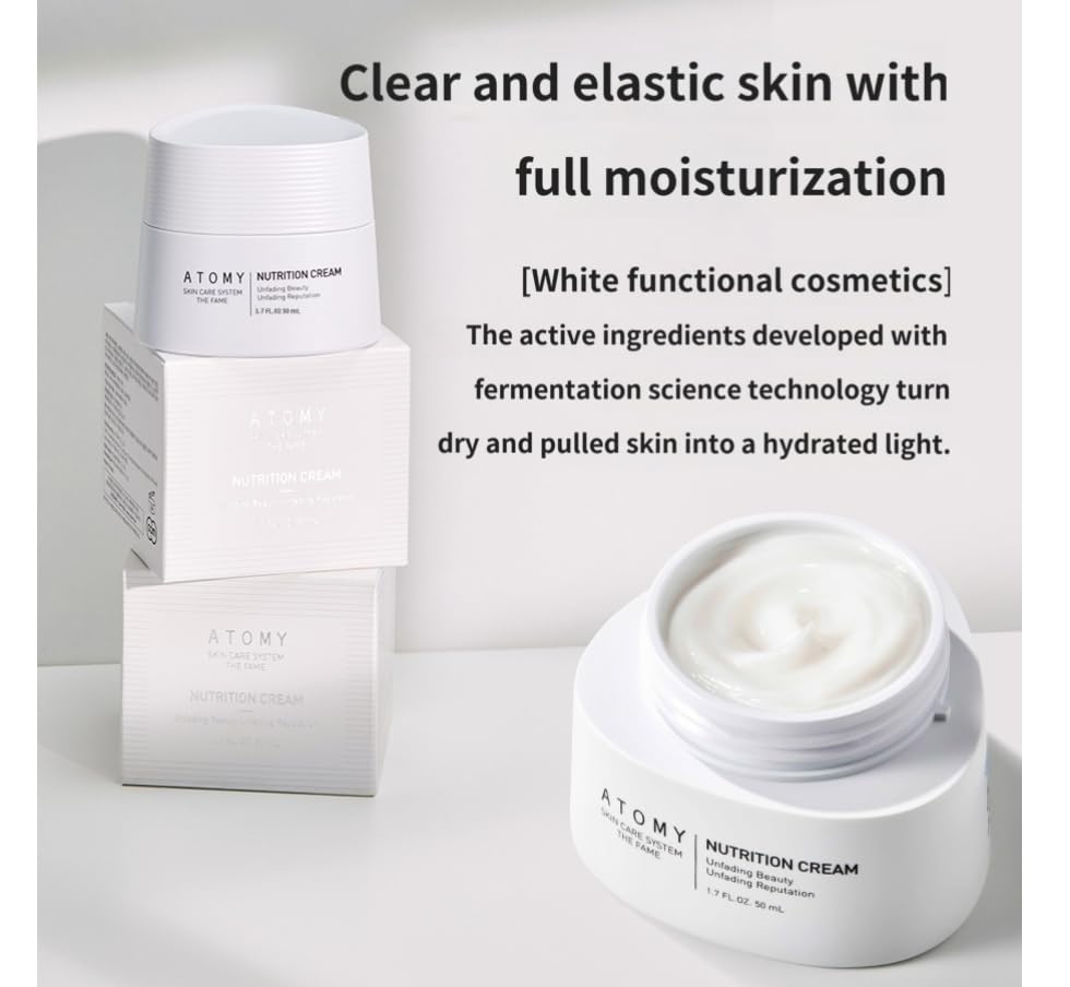 ATOMY The Fame Nutrition Cream application shows smooth absorption for refreshed skin.