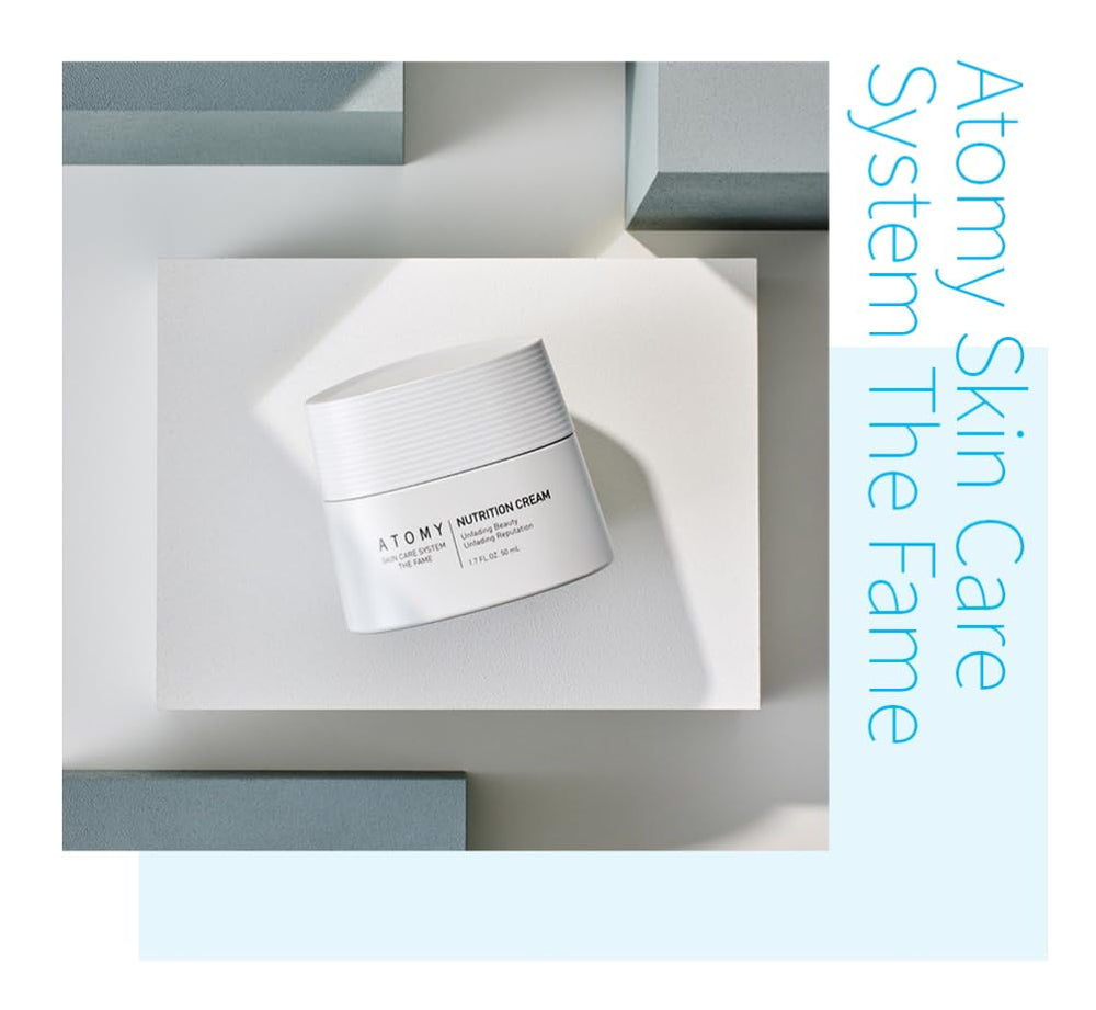 ATOMY The Fame Nutrition Cream texture close-up suggests hydration and a healthy glow.