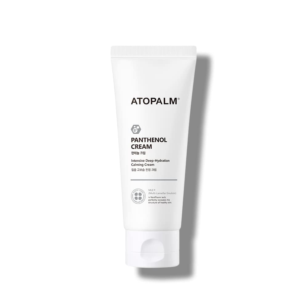 ATOPALM Panthenol Cream bottle pouring shows deep hydration.
