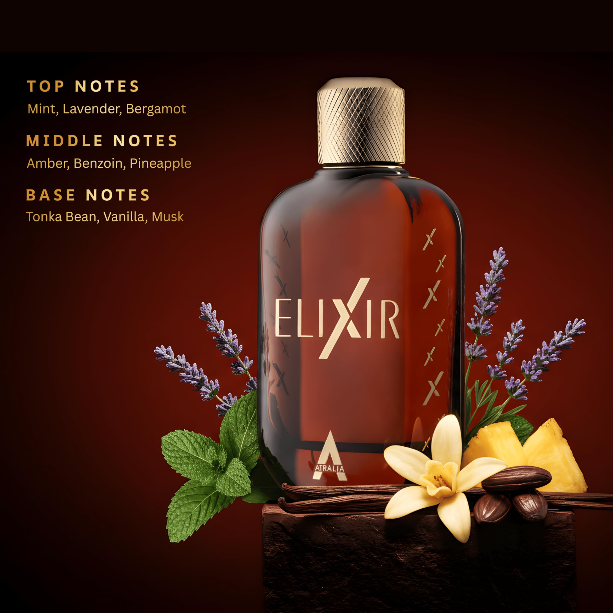 Atralia Elixir amber core suggesting warm depth for evening wear.