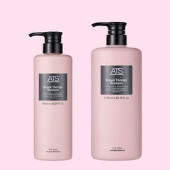 ATS Professional Therapy Shampoo being poured to cleanse scalp and remove excess oil.