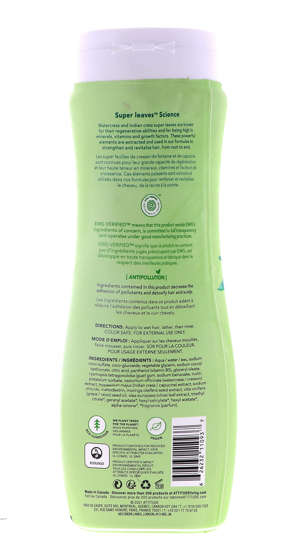 Attitude Natural Shampoo strengthening pump bottle promotes resilient strands.