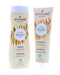 ATTITUDE Super Leaves Volume Shine Conditioner bottle with soy protein for strengthened, smoother hair.