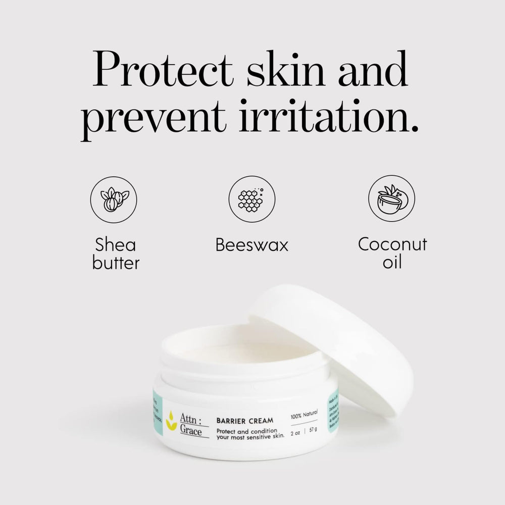 Close-up of zinc oxide detail in ATTN : GRACE Barrier Cream for healing support.