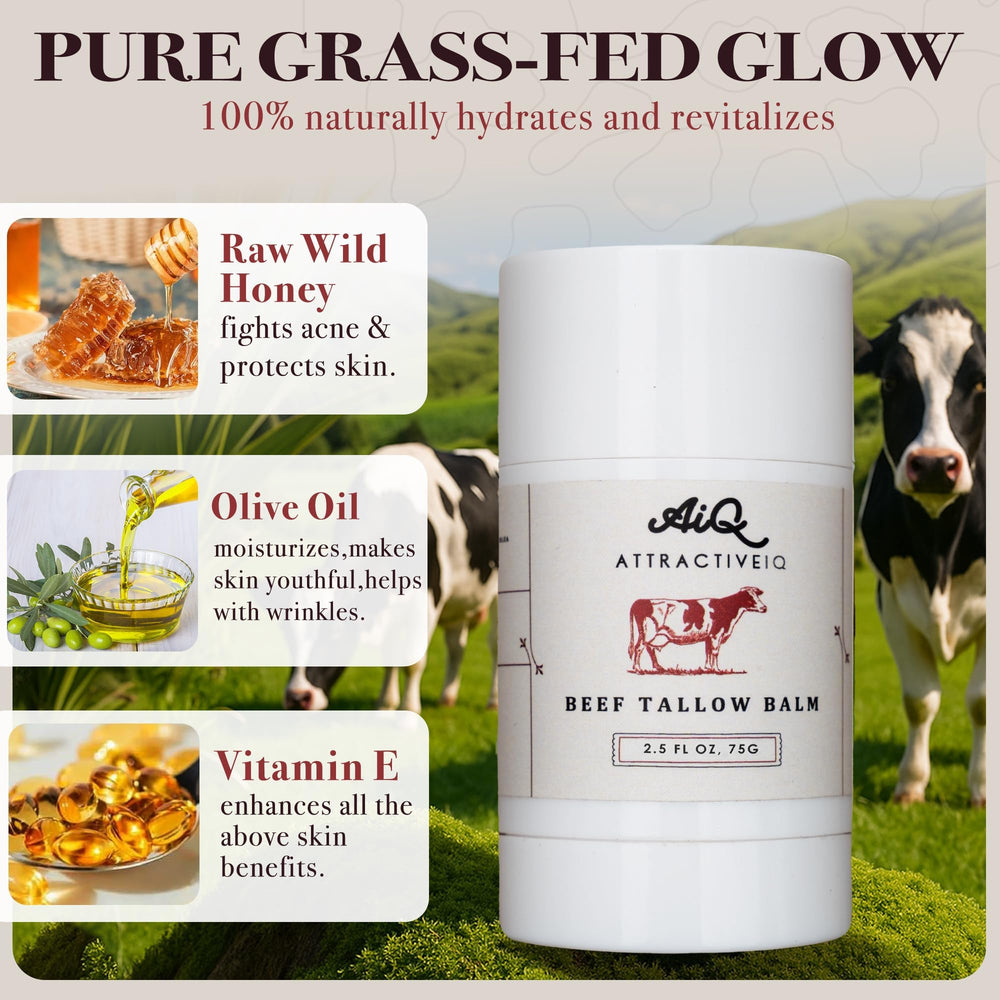 AttractiveIQ tallow application on the cheek demonstrates fast-absorbing hydration.