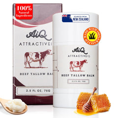 AttractiveIQ grass-fed beef tallow bottle delivers long-lasting skin hydration.