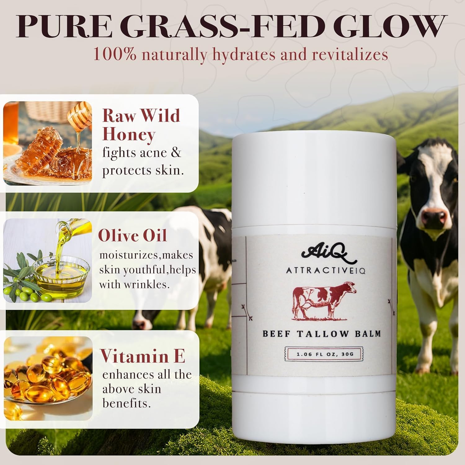 AttractiveIQ raw honey jar close-up highlighting natural ingredients.