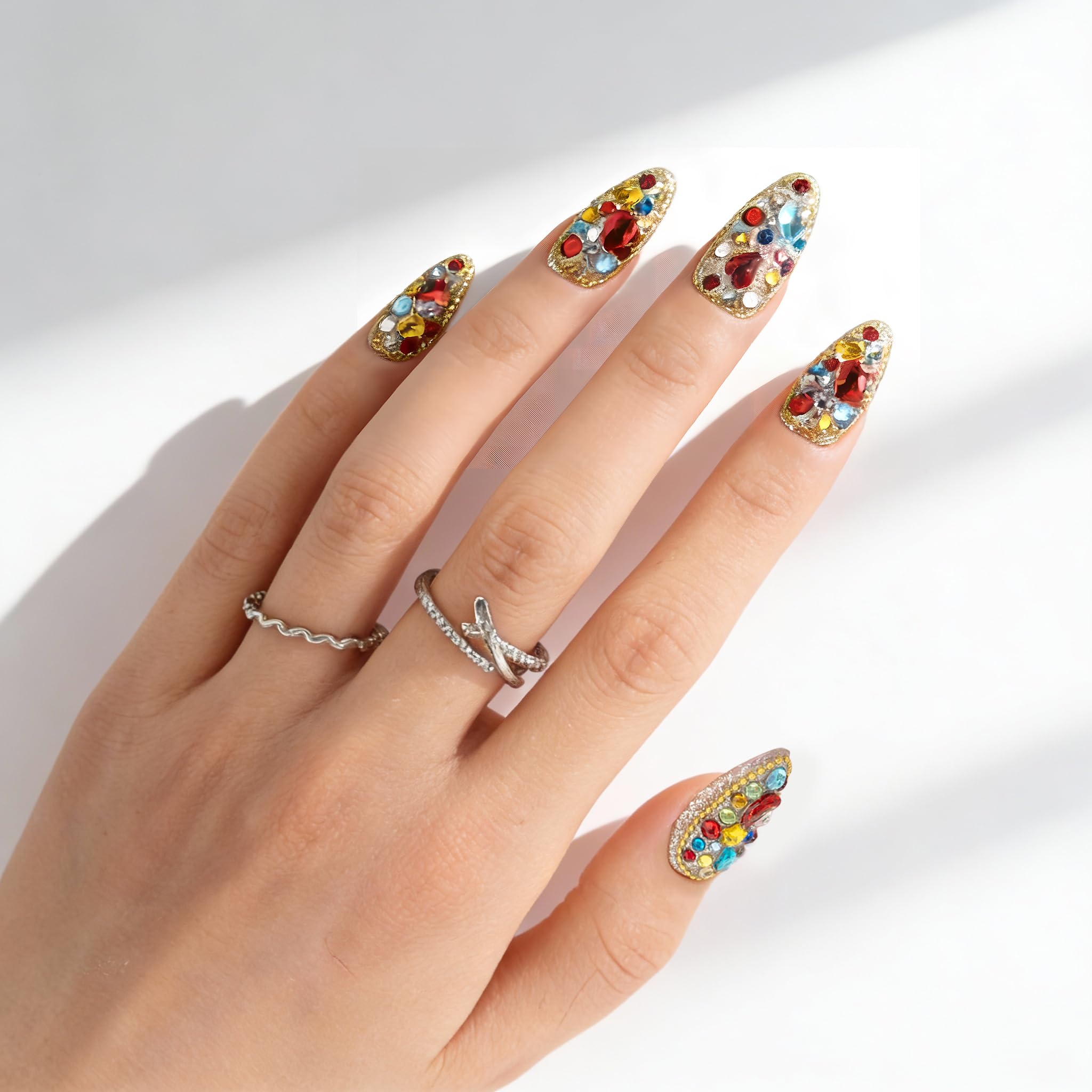 Atuhua colorful design nails with vibrant motifs for daily glam