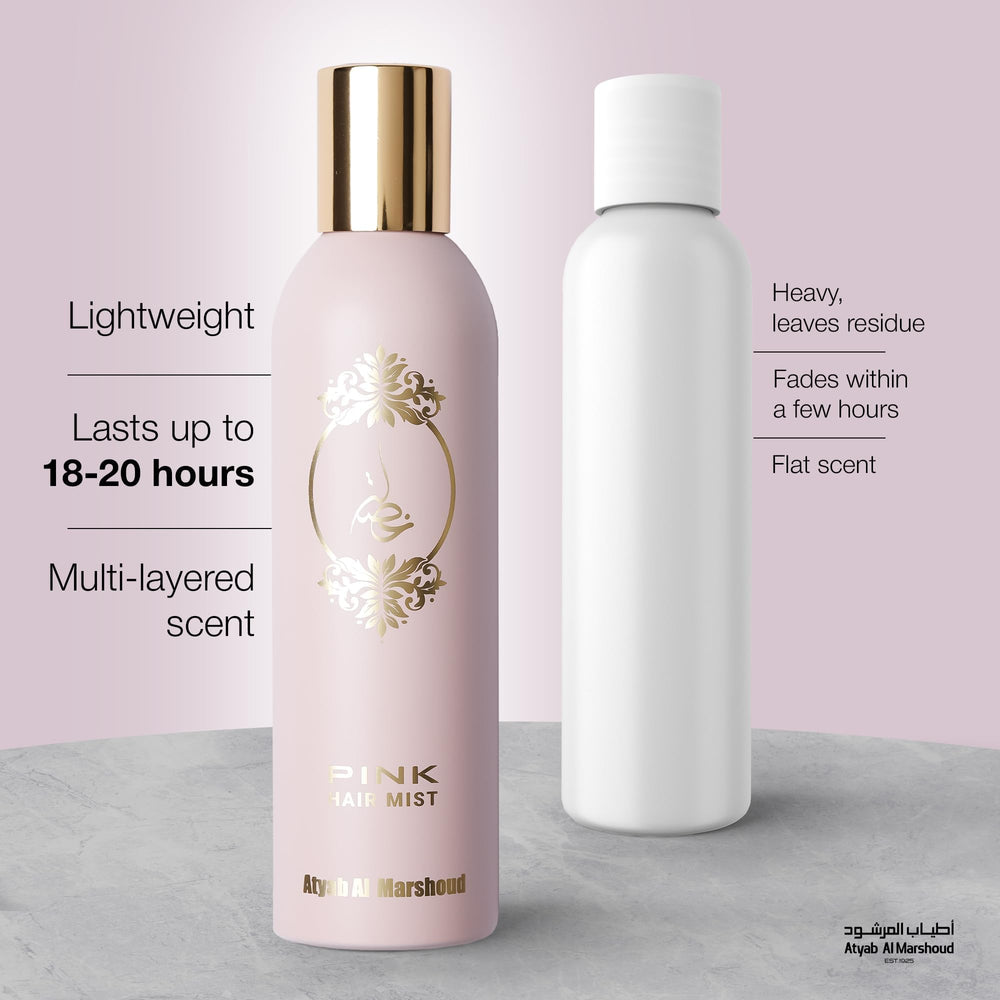 ATYAB AL MARSHOUD Pink Khisla Hair Mist gift-pack presentation on shelf