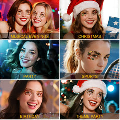 atydkug bells design eye sticker creates festive sparkle with water resistant wear.