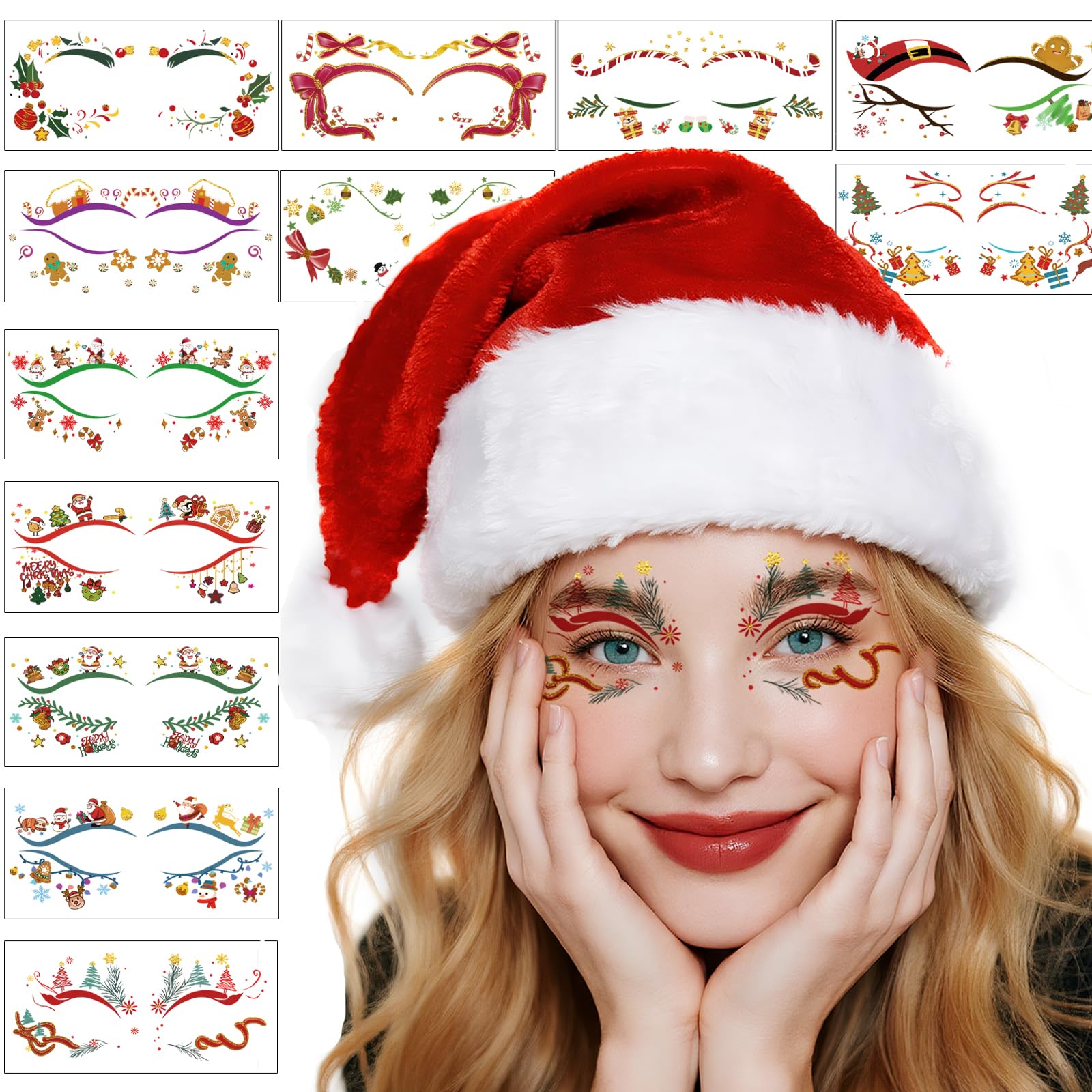 atydkug Christmas face stickers tree pattern for a festive, long lasting look.