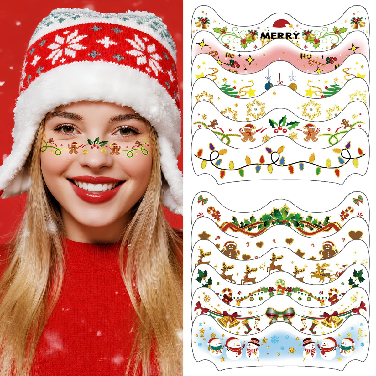 atydkug Christmas tree eye patch adds festive sparkle for holiday parties.
