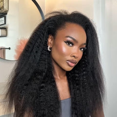AUABEAUTY 20-inch kinky straight half wig with natural look for daily wear