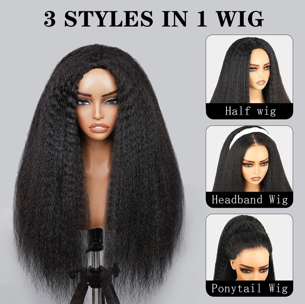 AUABEAUTY seamless 3-in-1 half wig flip style for quick change