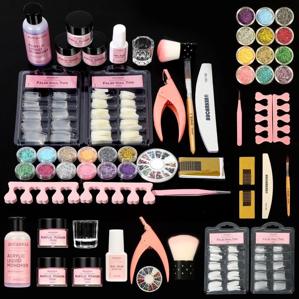 Aucarkee acrylic kit with three-color powders for easy at-home nails