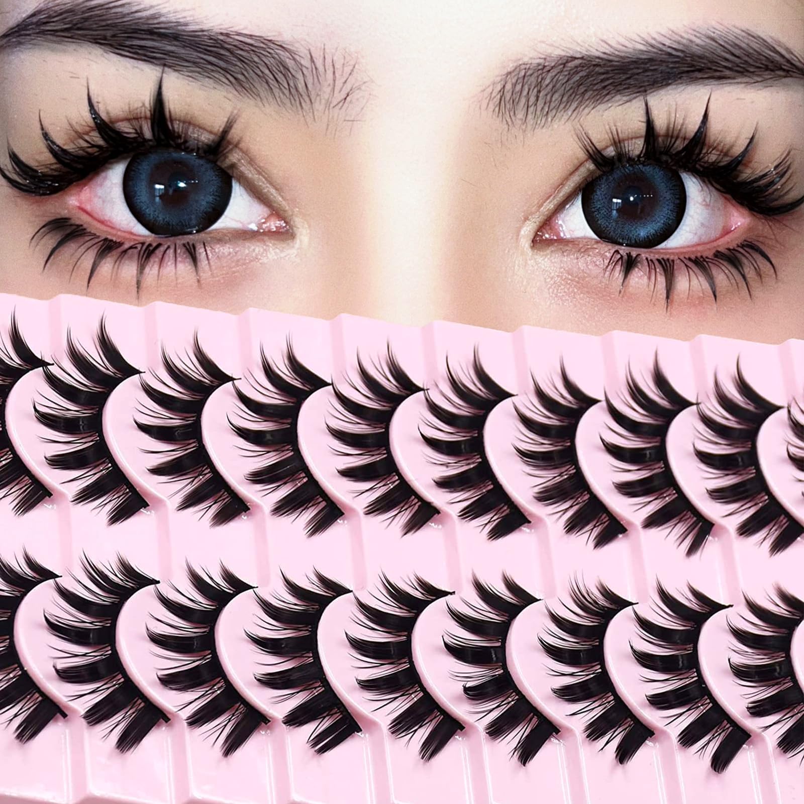AUGENLI manga lashes 16mm cosplay dramatic look for cosplay and stage makeup.