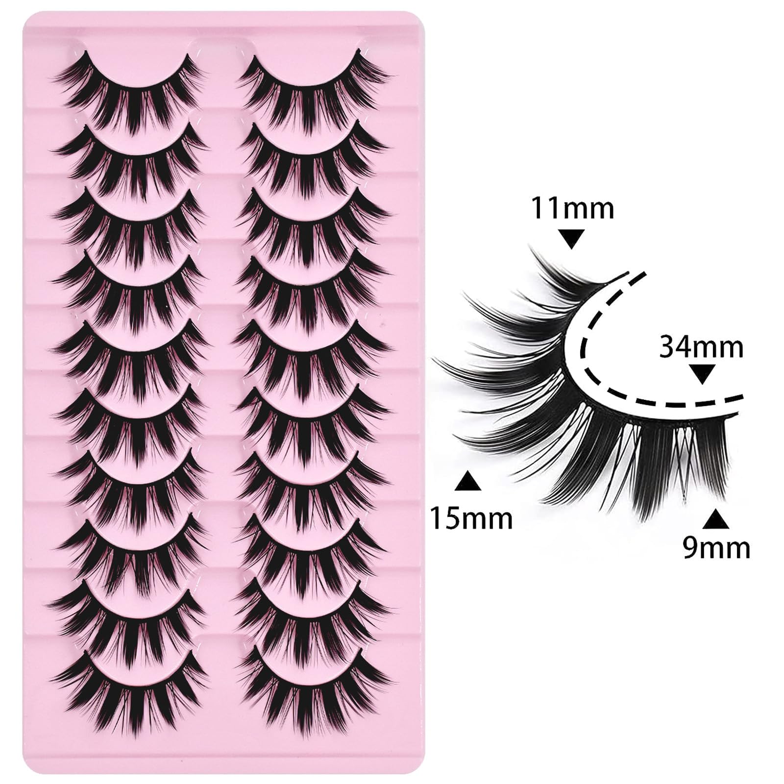 AUGENLI spiky manga lashes 16mm create bold eye definition for anime fans.