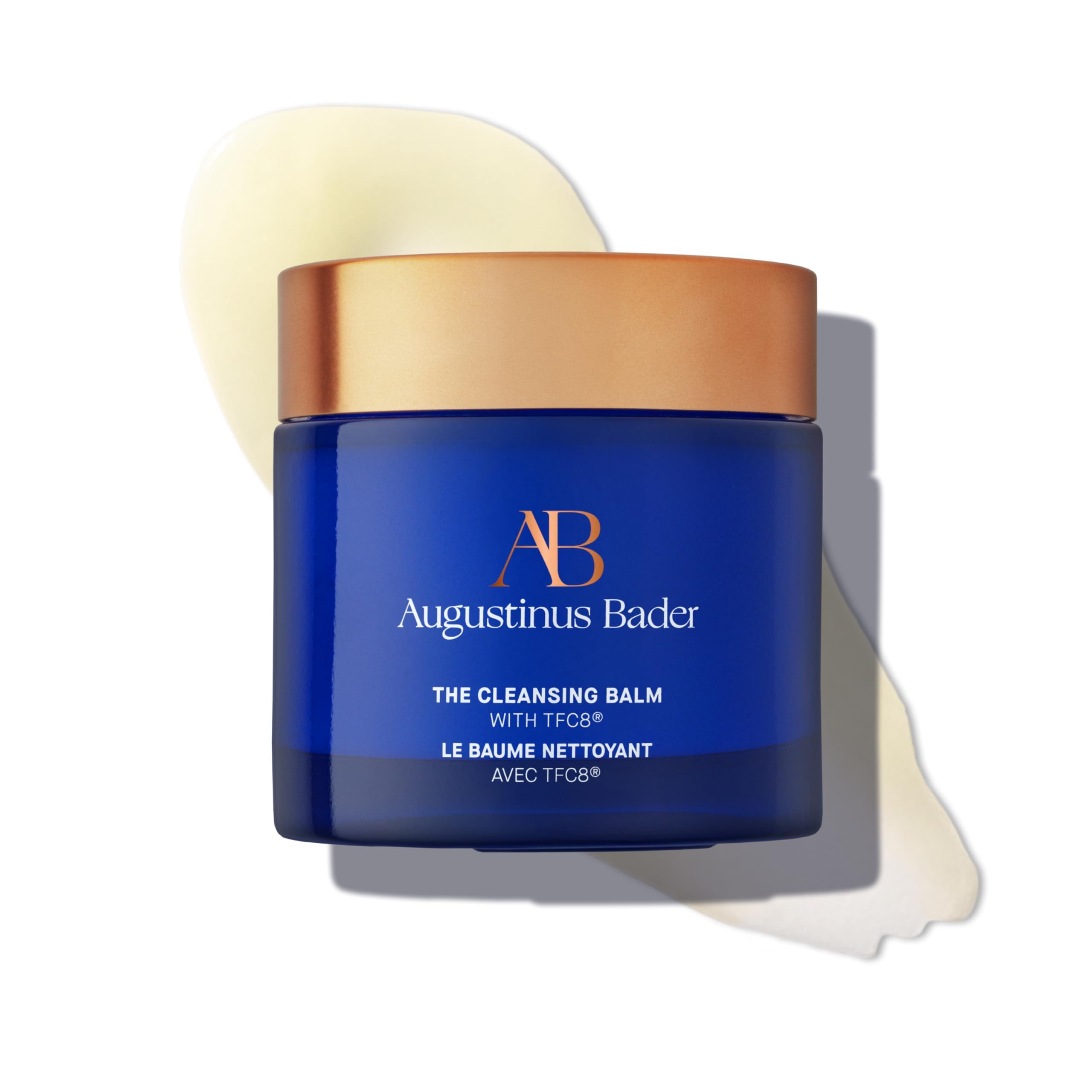 Augustinus Bader cleansing balm bottle for easy makeup removal and hydration.