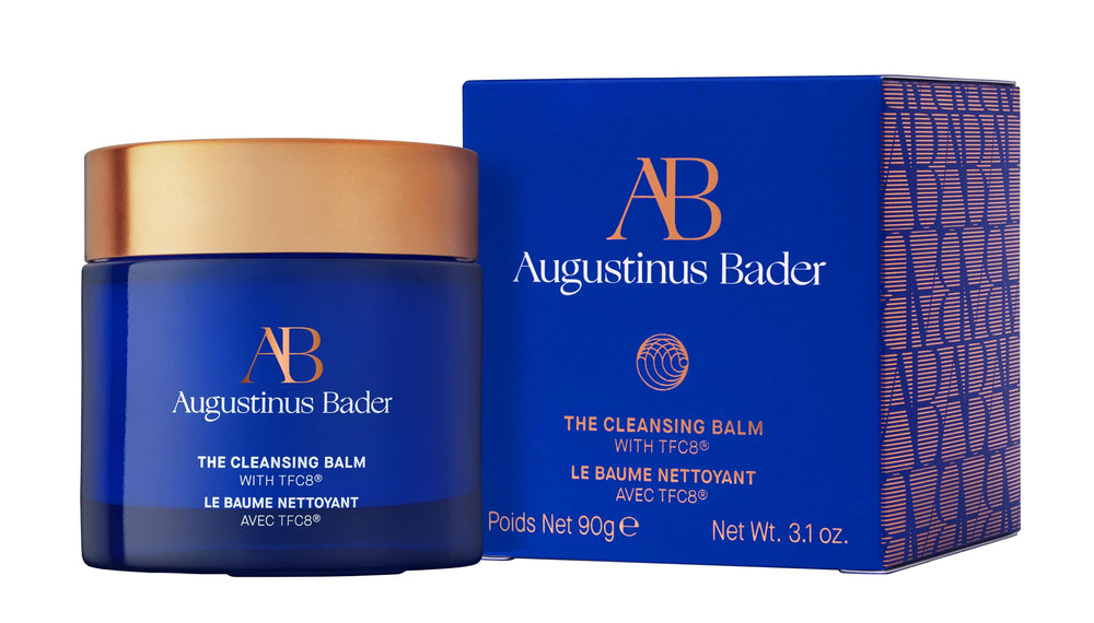 Augustinus Bader cleansing balm makeup removal action demonstrates effective cleansing.