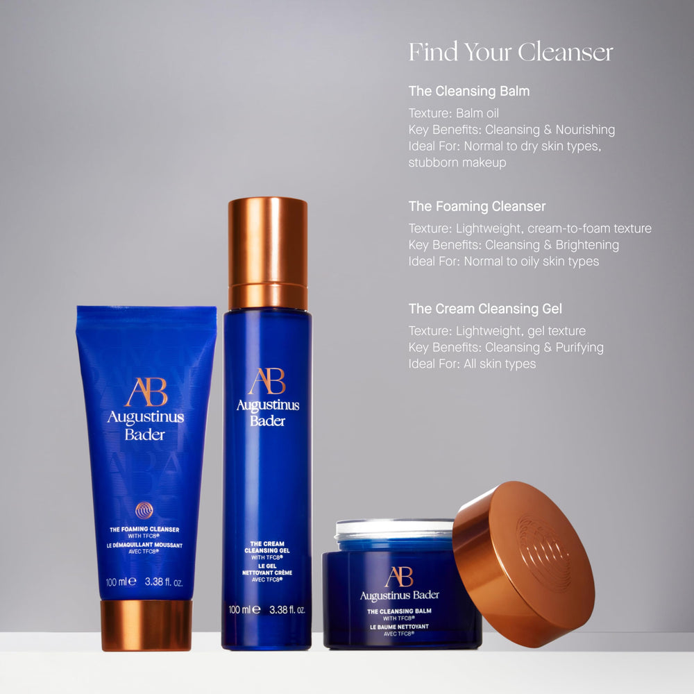 Augustinus Bader cleansing balm soothing closeup conveys comfortable post cleanse feel.